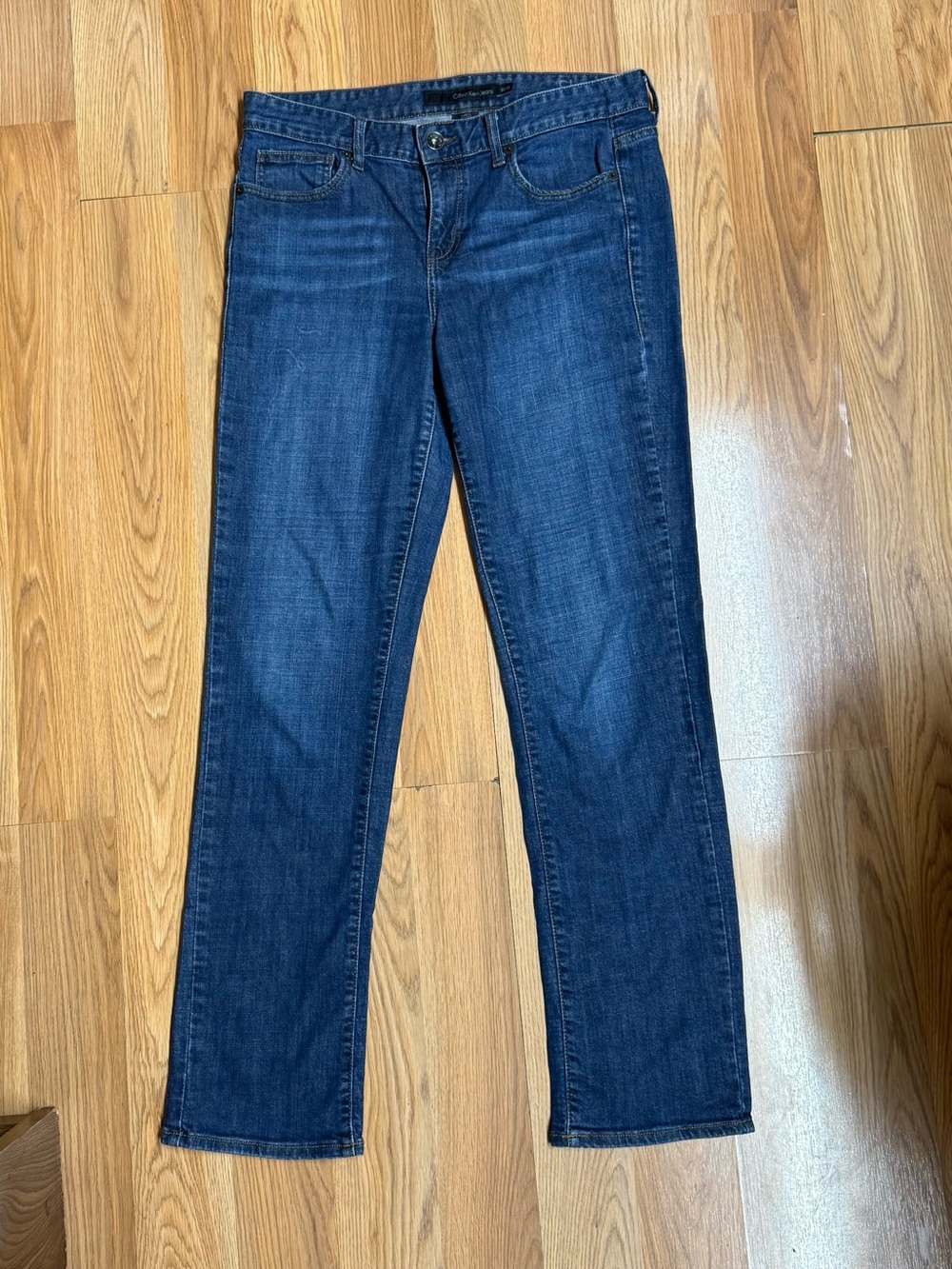 Calvin Klein Jeans Women's Dark Blue Straight-Leg Denim